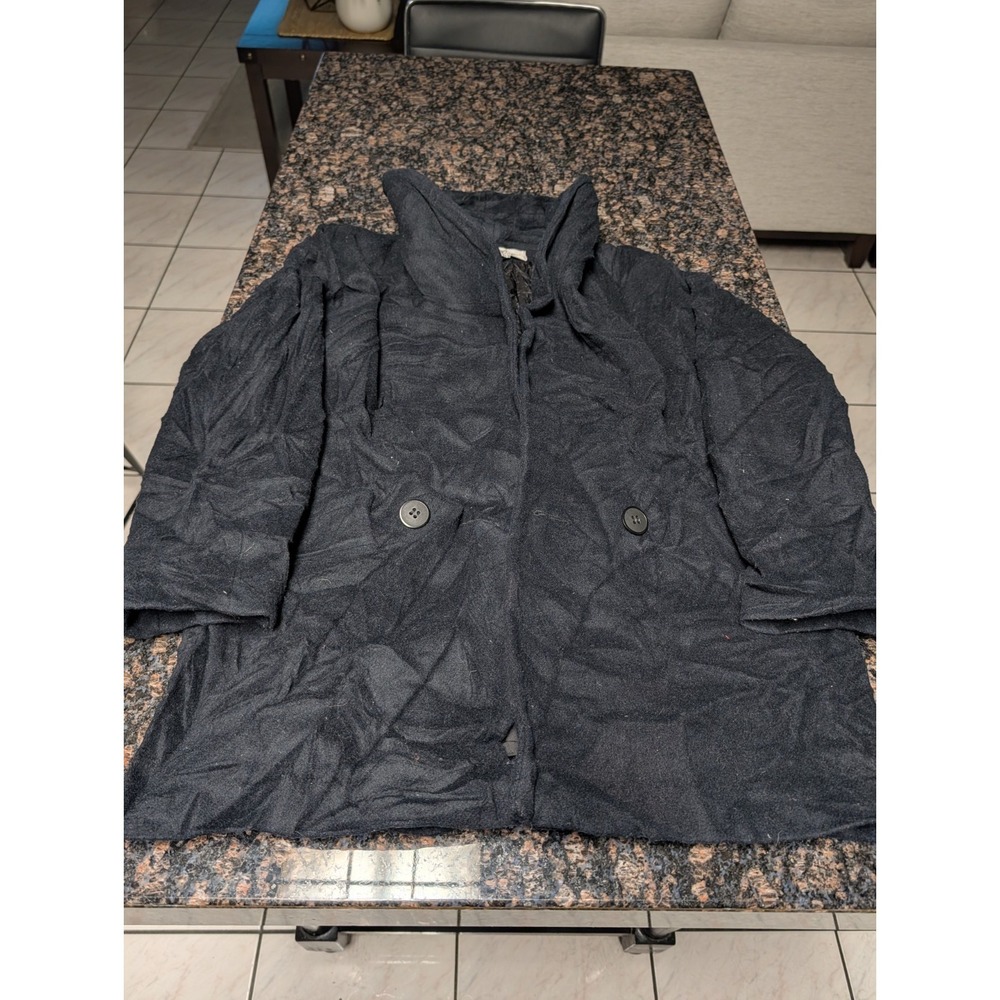 Vintage Beau Brem Black Wool Blend‎ Trench Coat Formal Business Women's 8P